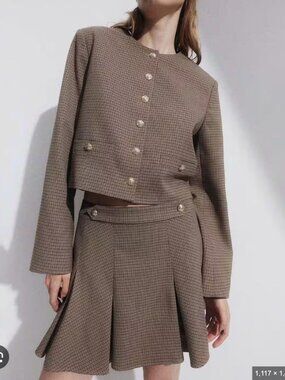 ✨ NWT H&M Check Blazer & Skirt Co-Ord Set – Size XS